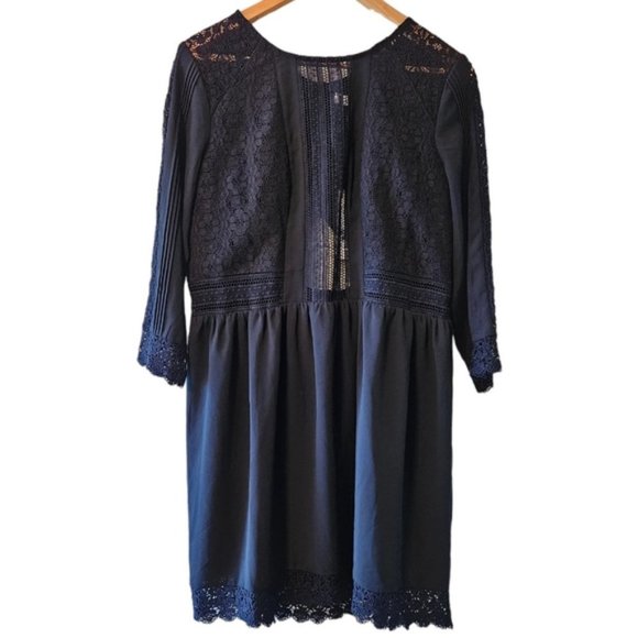 Revolve Heartloom Aimee Lace Mini Dress Cutout Quarter Sleeve Black Dress Size L - Picture 5 of 16